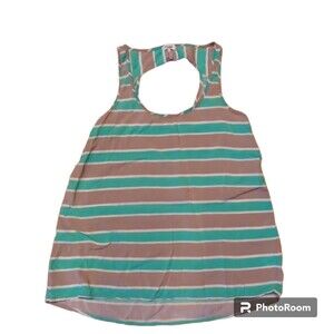 Splendid Tank Top Womens Small Open Back  Striped Green Gray